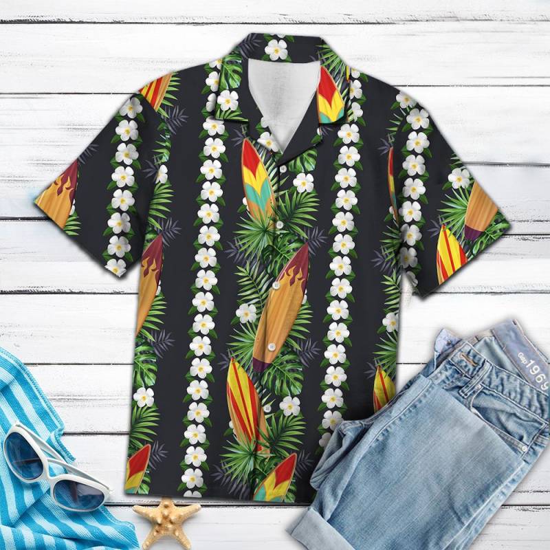 Surfboard Green Leaf Hawaii Shirt Ha23516