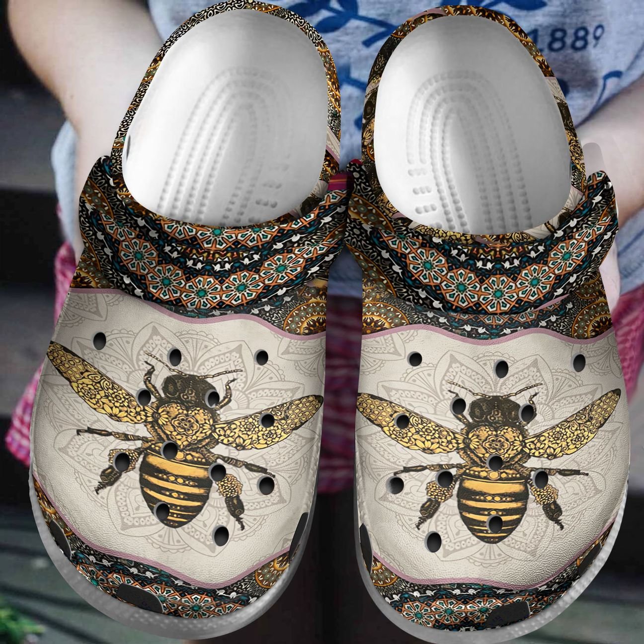 Bee Personalized Clog, Custom Name, Text, Color, Number Fashion Style For Women, Men, Kid, Print 3D Queen Bee Floral