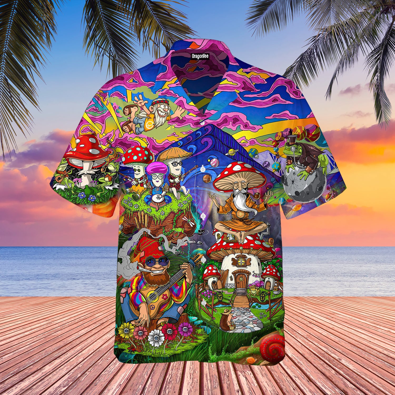 Oragontee Hippie Mushroom Hawaii Shirt For Men Women Adult Ha22733