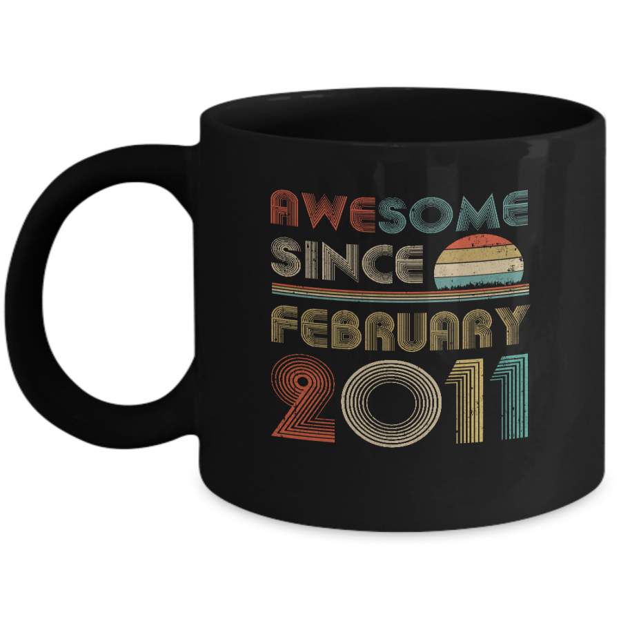 Awesome Since February 2011 Vintage 9th Birthday Gifts Mug