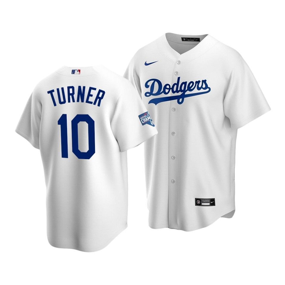 Youth Los Angeles Dodgers Justin Turner #10 2020 World Series Champions Home Replica Jersey White