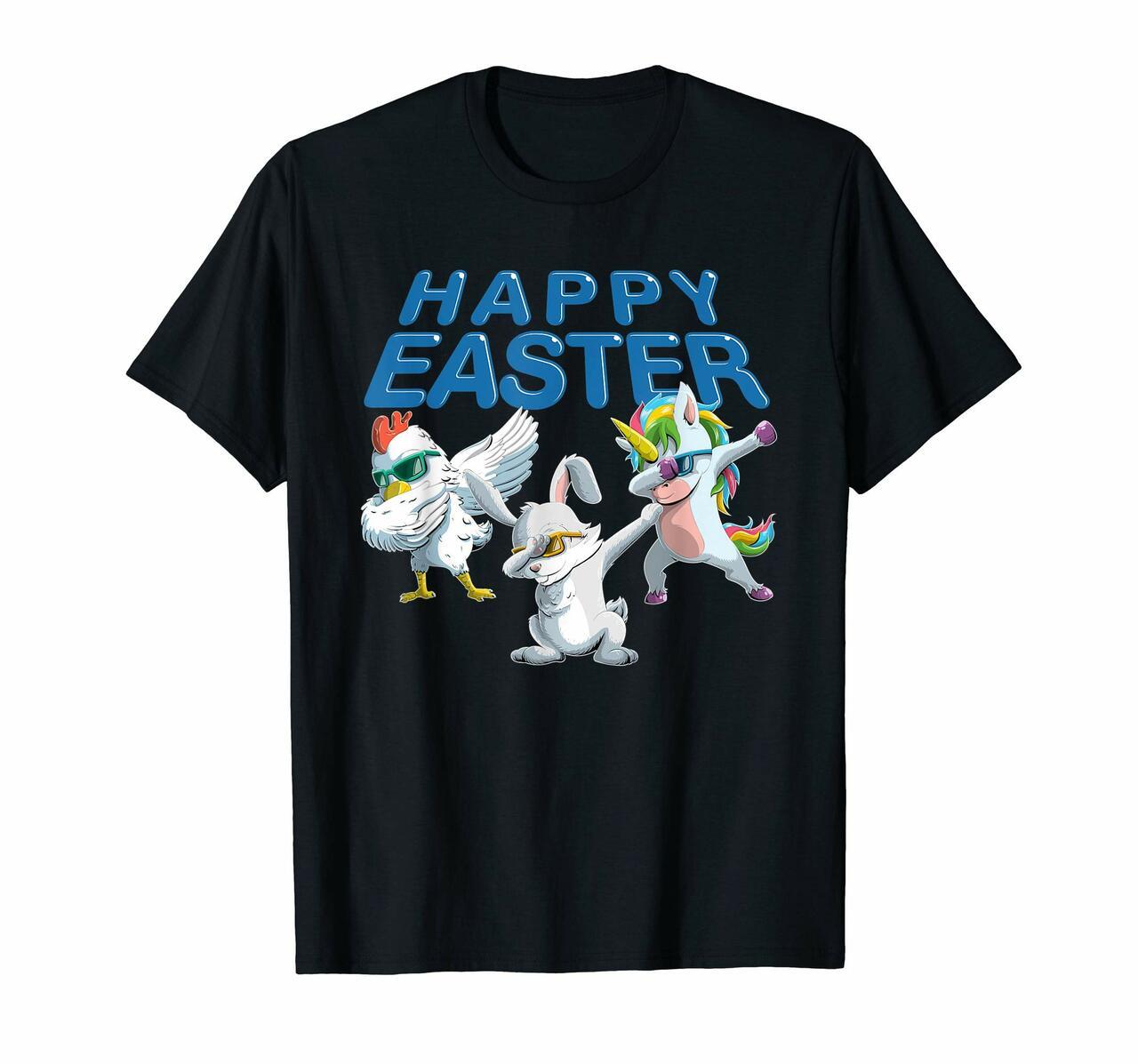 Cool Easter T Shirt With Dabbing Chick Bunny And Unicorn