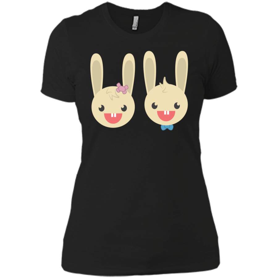 Cute Rabbit Bunny Couple Valentines Day Easter Shirt Next Level Ladies Boyfriend Tee