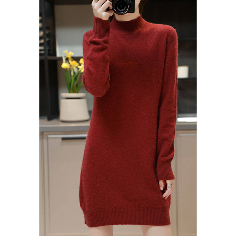 2022 New Style Autumn/Winter Cashmere Knitted Dresses High Elasticity Soft Sweaters For Lady 100% Wool Pullovers alx