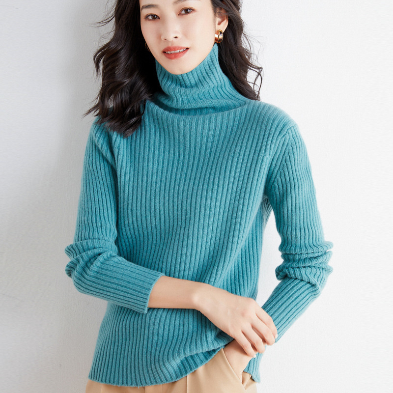 #3868 Autumn Winter Knitted Sweater Warm Tight Sweater Women Turtleneck Pullovers Solid Color Elastic Knitwear Sweaters Female alx