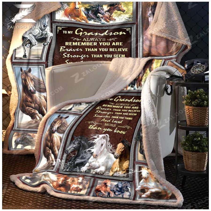 Zalooo – Blanket – Horse – To My Grandson – Always Remember