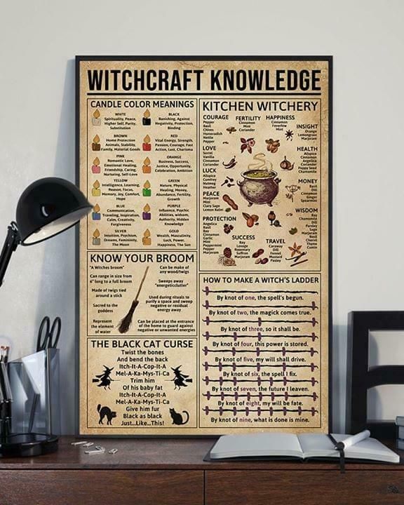 Witchcraft Witchery Knowledge Black/White Satin Canvas Prints Poster Wall Art Decor