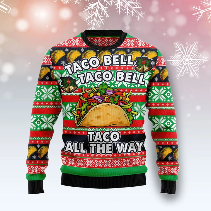 Taco On The Way Christmas Ugly Sweater | Unisex | Full Size | Adult | Colorful | US1975