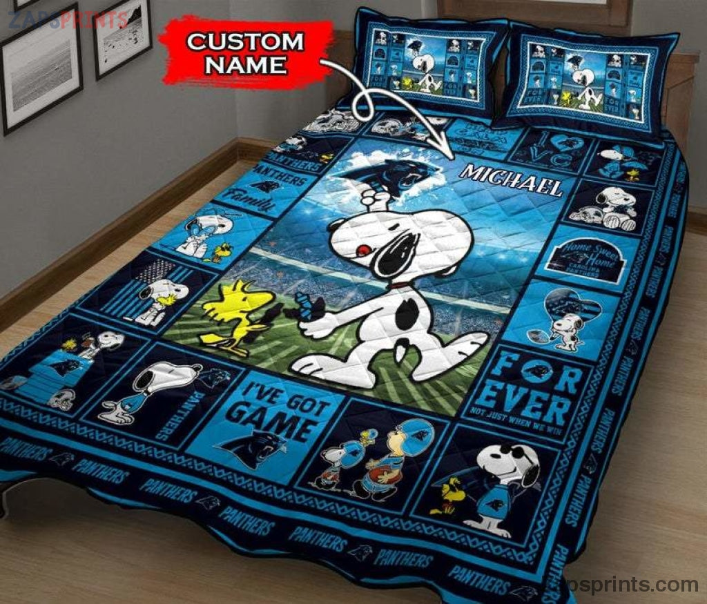 Custom Name Carolina Panthers Quilt Bed Set