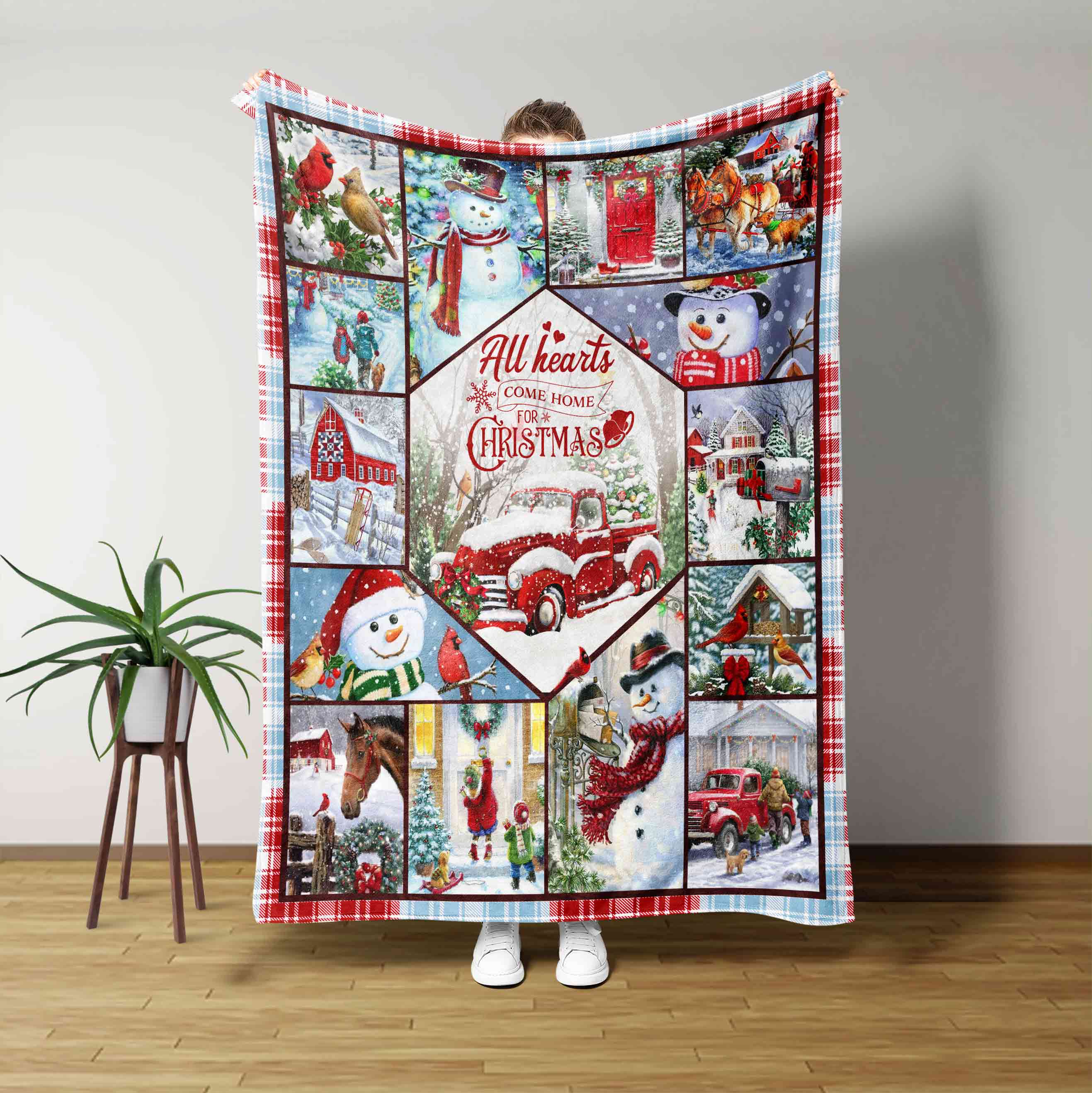 All Hearts Come Home For Christmas Blanket, Snowman Blanket, Christmas Blanket, Family Blanket, Gift Blanket