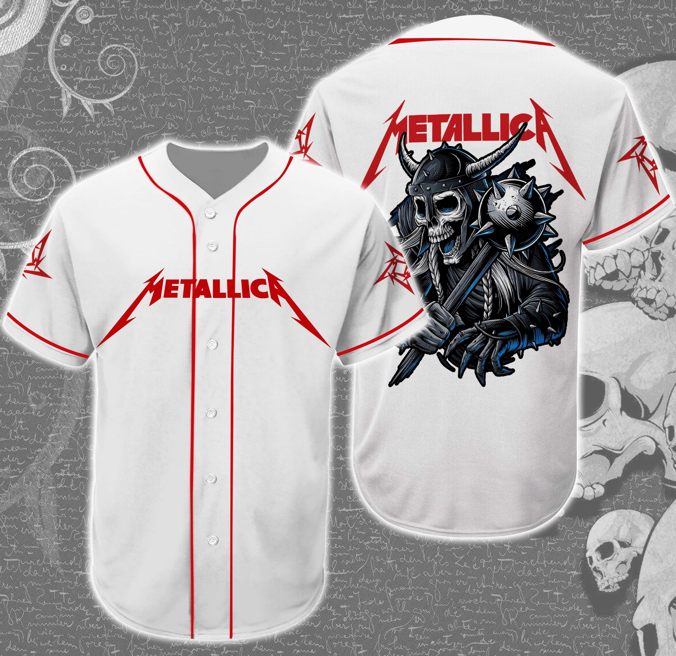 Band Metallica Skull Baseball Tee Jersey Shirt Unisex Men Women ...