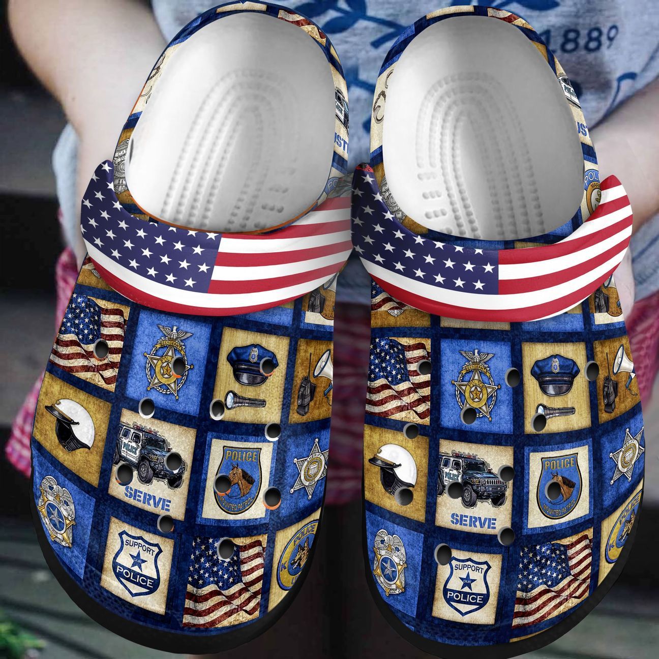 Police Personalized Clog, Custom Name, Text, Color, Number Fashion Style For Women, Men, Kid, Print 3D American Police