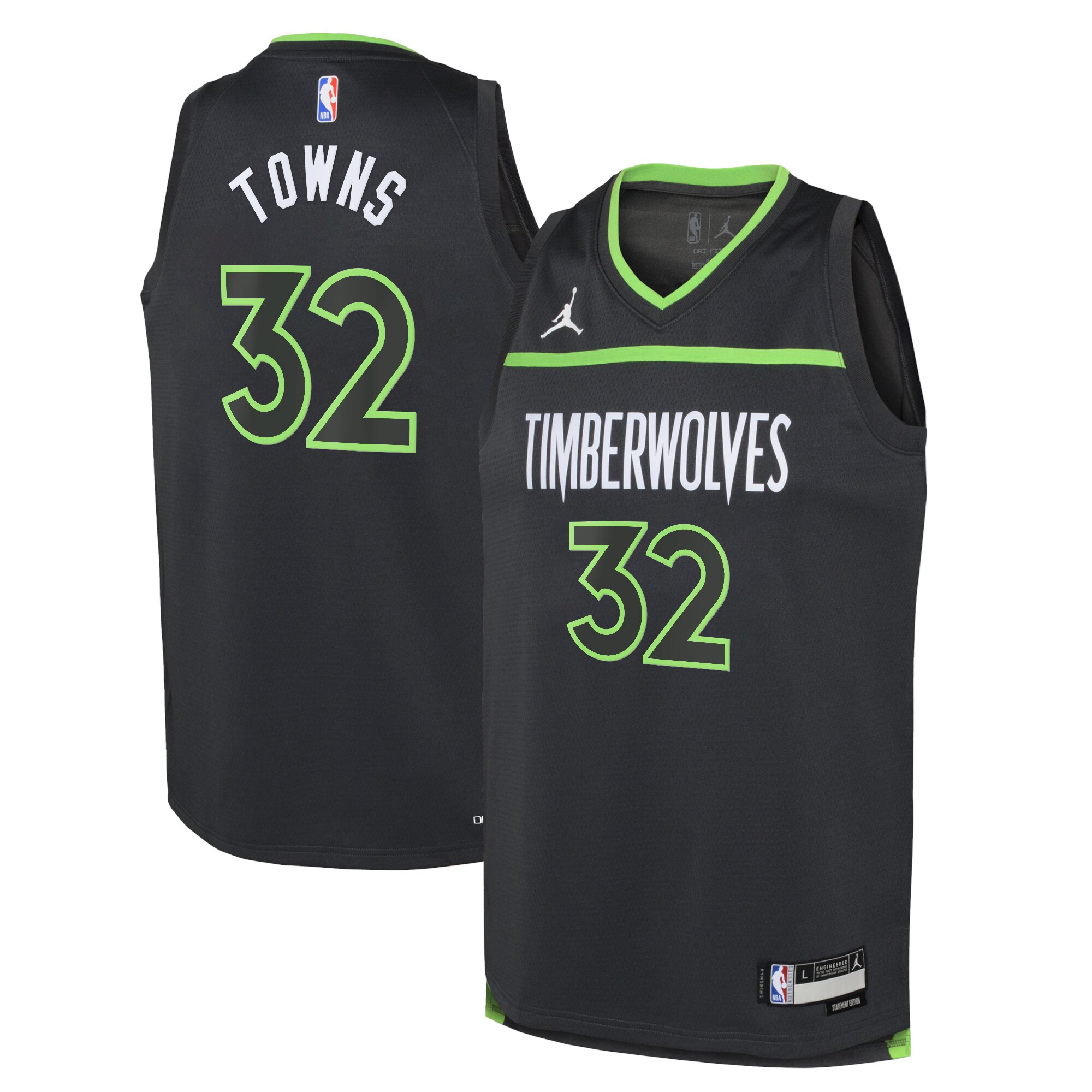 Minnesota Timberwolves Jordan Statement Edition Swingman Jersey 22 – Gray – Karl-Anthony Towns – Youth