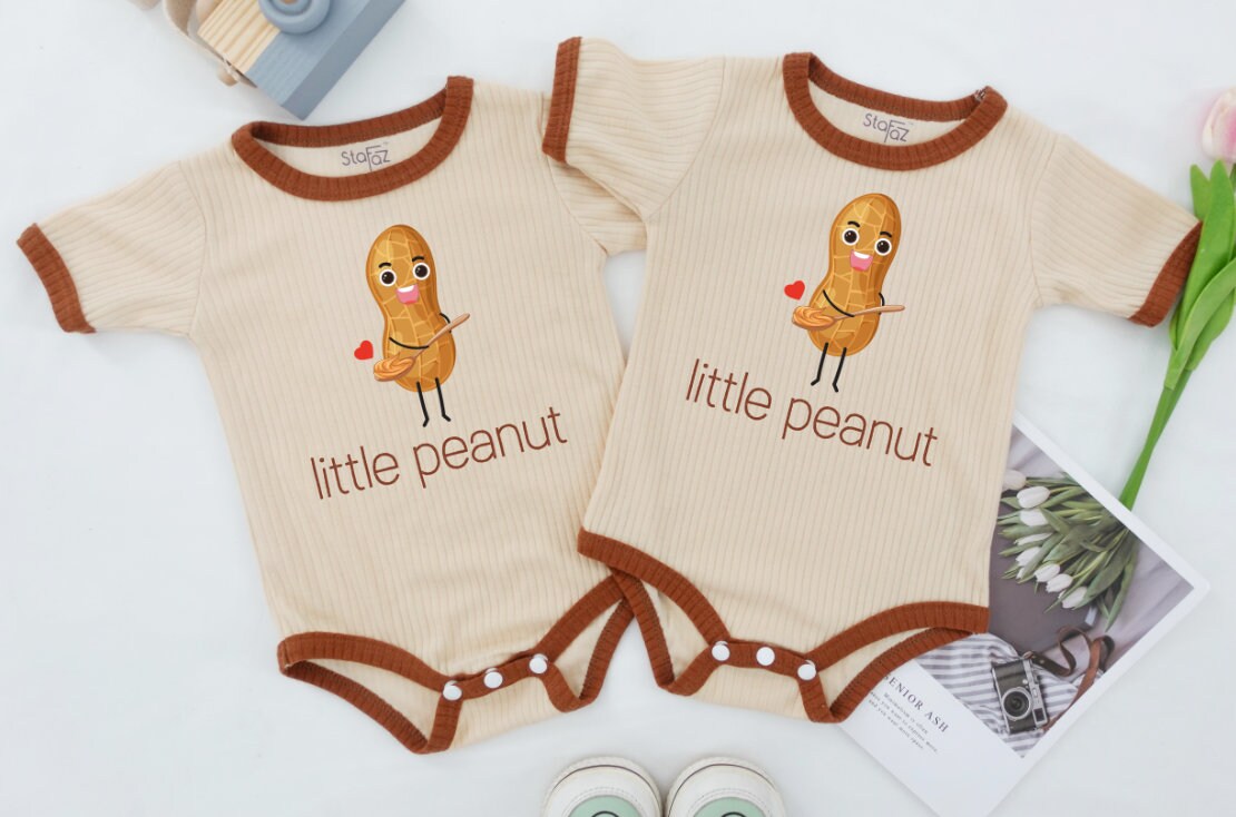STAFAZ – Little Peanut Baby Onesies, Little Peanut Twin Onesies, Cute Birthday Gift for Babies, Baby Newborn Gifts, Funny Twin Onesies