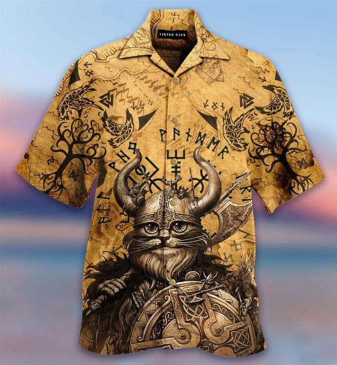 Viking Cat Hawaiian Shirt Cute Graphic Summer Tees Unique Gifts For Friends Ha19660