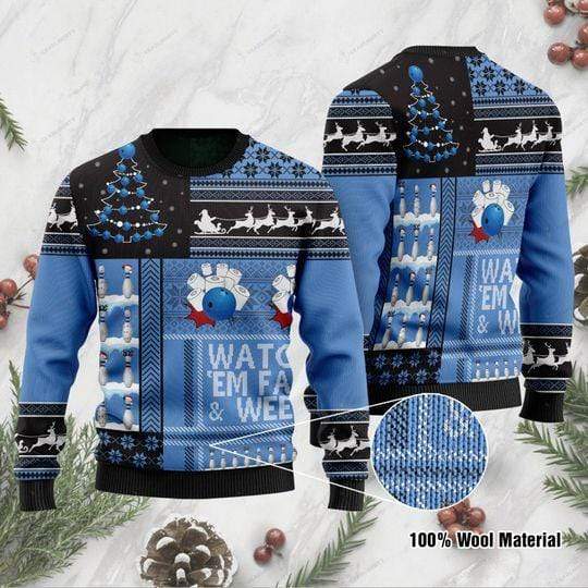 Watch ’em Fall & Weep! Bowling Merry Christmas Ugly Sweater #H