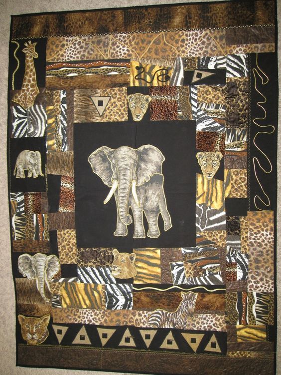 African Elephant Leopard CLA1010022Q Quilt Blanket