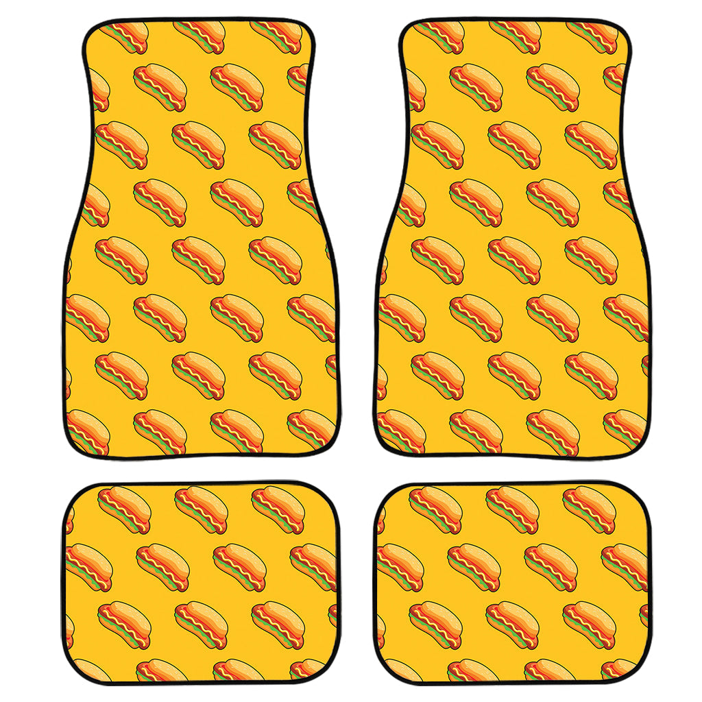 Colorful Hot Dog Pattern Print Front And Back Car Floor Mats, Front Car Mat