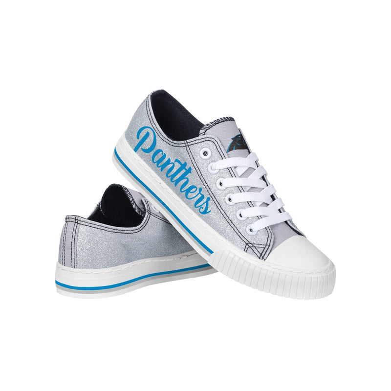 Carolina Panthers NFL Womens Color Glitter Low Top Canvas Shoes