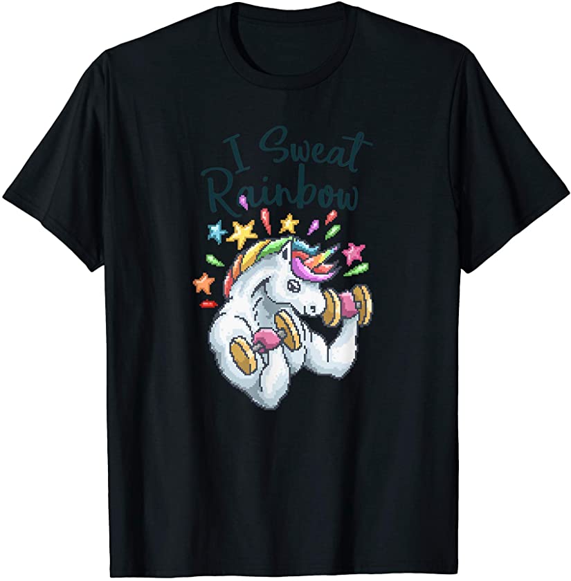 “I Sweat Rainbow” Rainbow Buff Unicorn Workout Inspiration T-Shirt