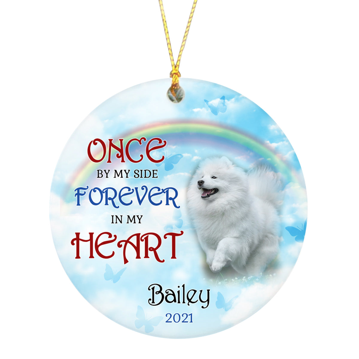 Pet Memorial Ornament – Once By My Side Forever In My Heart, Pet Loss Ornament, Remembrance Loss Of Dog, Loss Of Cat, Sympathy Gift For Dog Owners