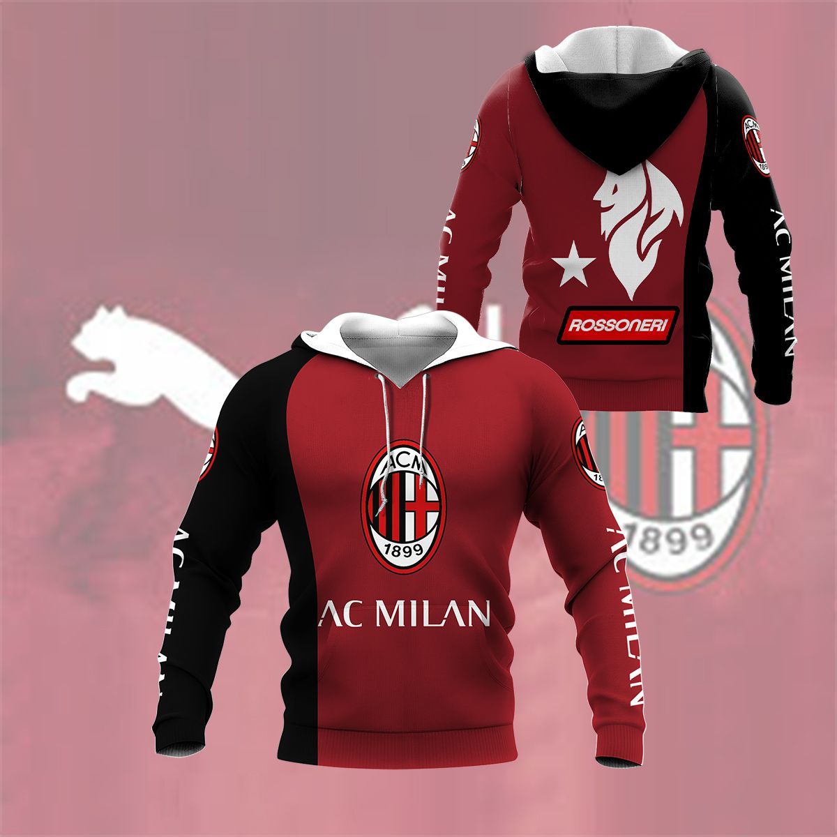 3D All Over Printed AC Milan LPH- HL Shirts Ver 1 (Red)