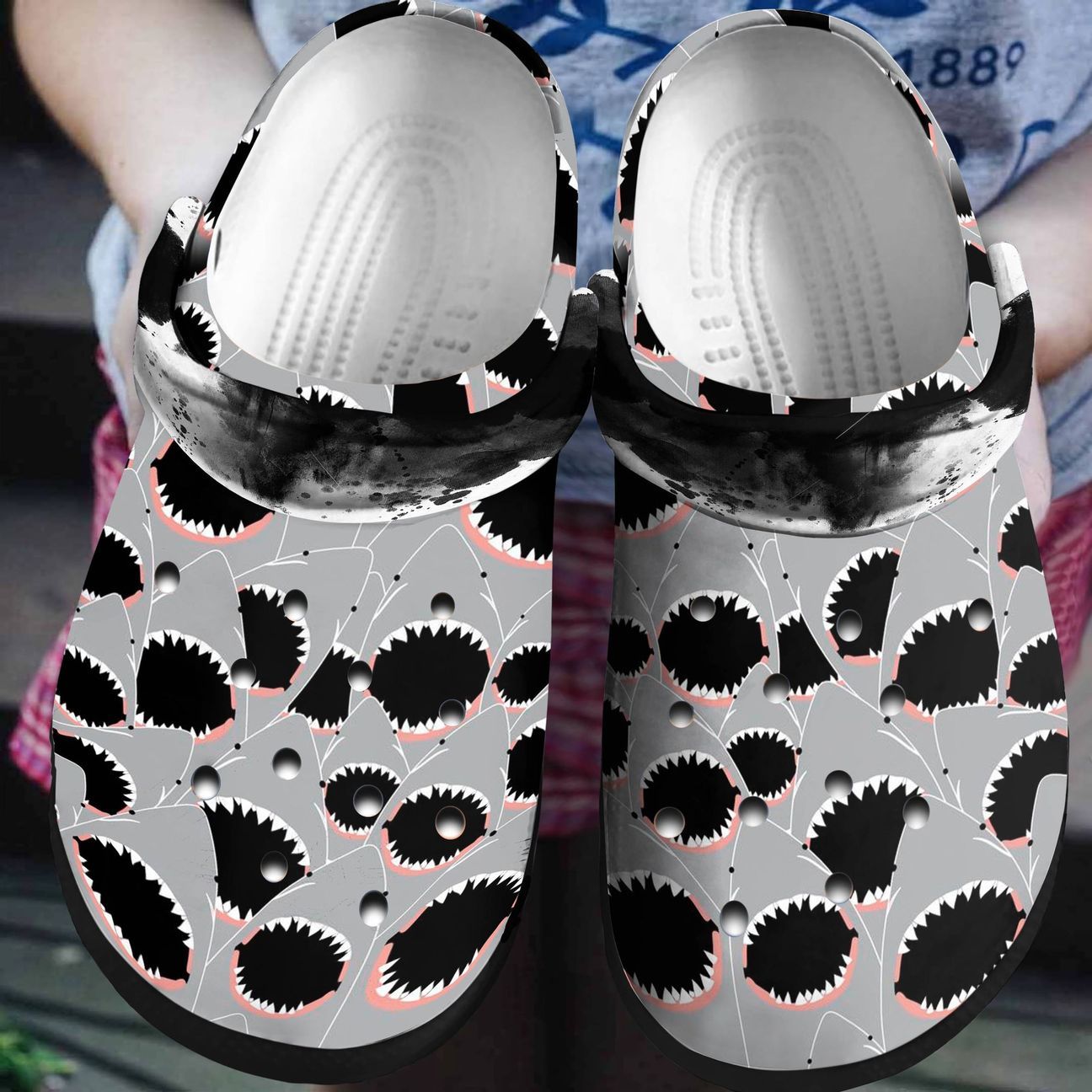 Shark Personalized Clog, Custom Name, Text, Color, Number Fashion Style For Women, Men, Kid, Print 3D Unique Gray