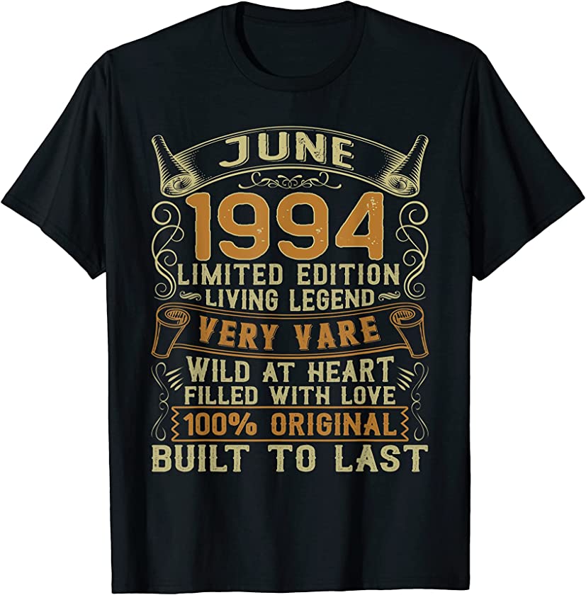 Vintage June 1994 27 Years Old 27th Birthday Decorations T-Shirt