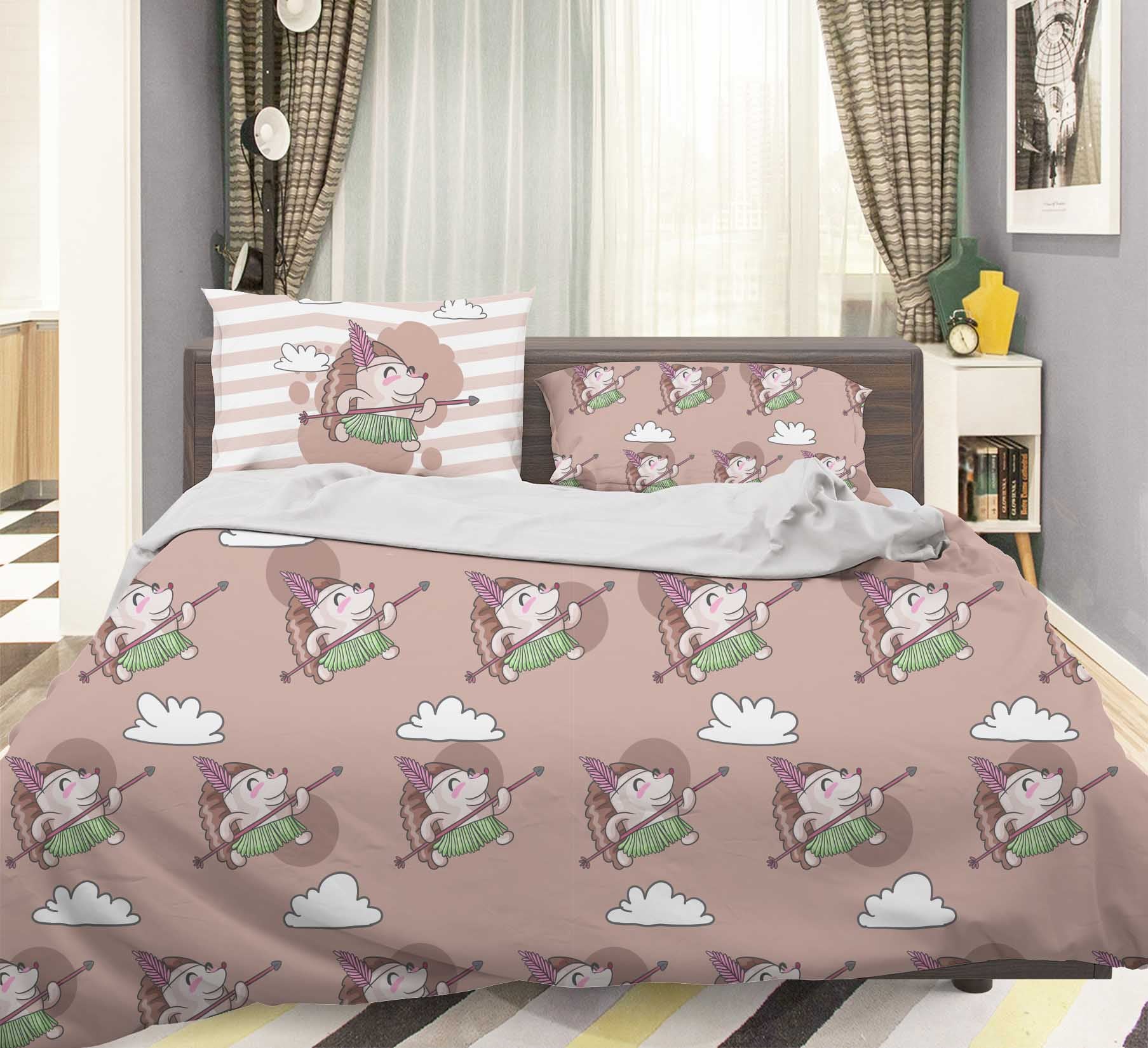 3D Cartoon Animal Pink Quilt Cover Set Bedding Set Pillowcases 94