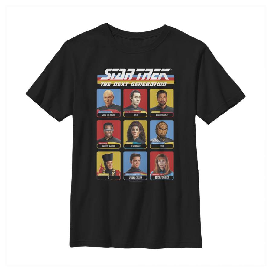 Star Trek Boy’s Next Generation Crew Playing Cards  T Shirt