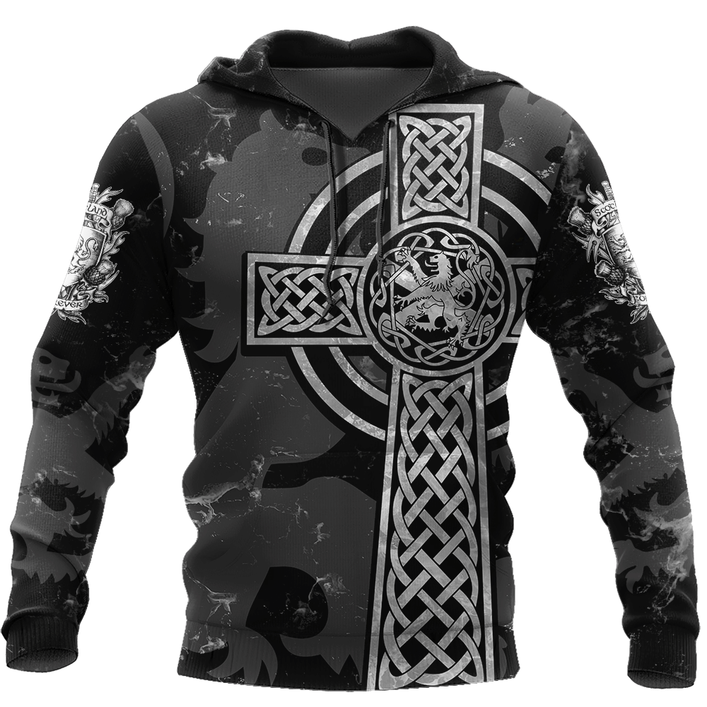 Scottish St-Andrew Lion & Thristle Celtic Cross Grey Ver1 Hoodie Az210205