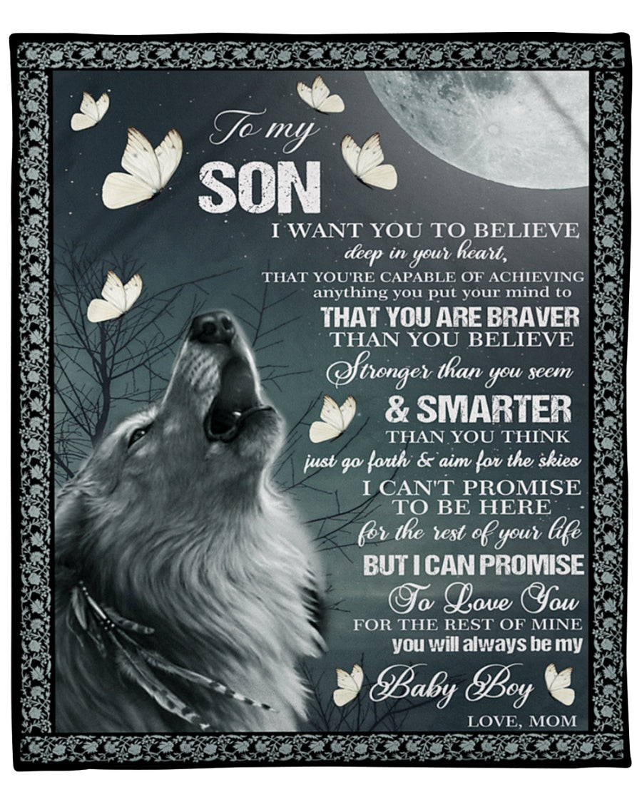 To My Son Fleece Blanket, Stronger Than You Seem & Smarter Gift For Son From Mom Birthday Home Decor Bedding Couch Sofa Soft And Comfy Cozy