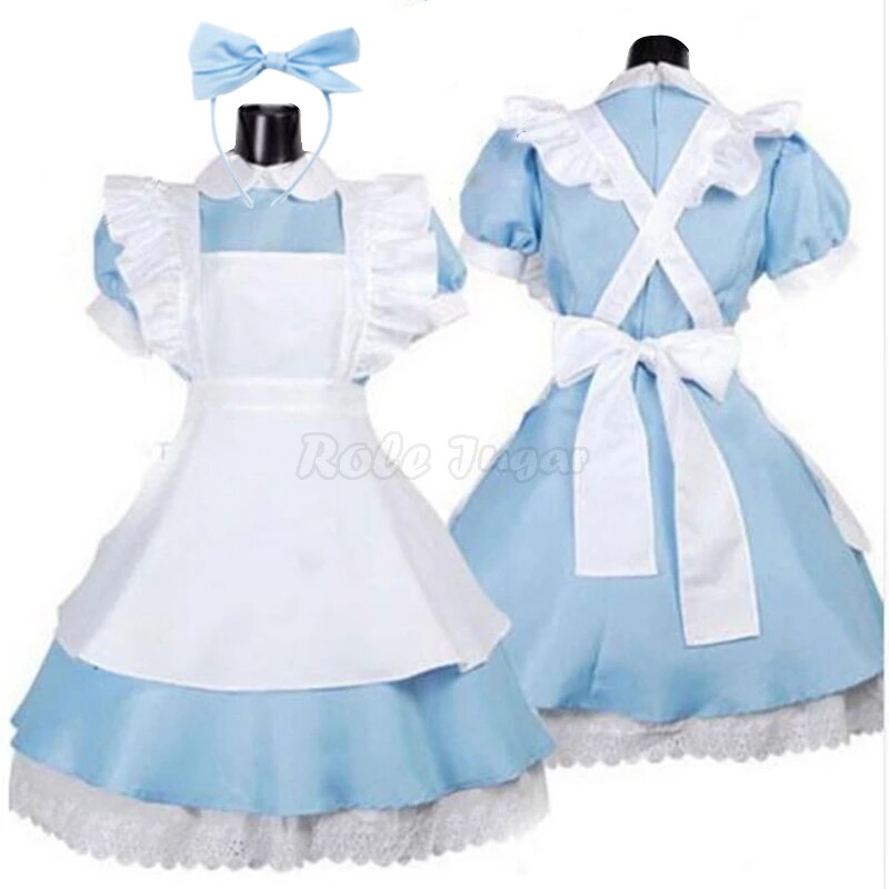 Women Costume Alice Outfit Maid Dress Up Lolita Cosplay In Wonderland Sissy Halloween Party Dresses for Kids Girls E24A33 alx