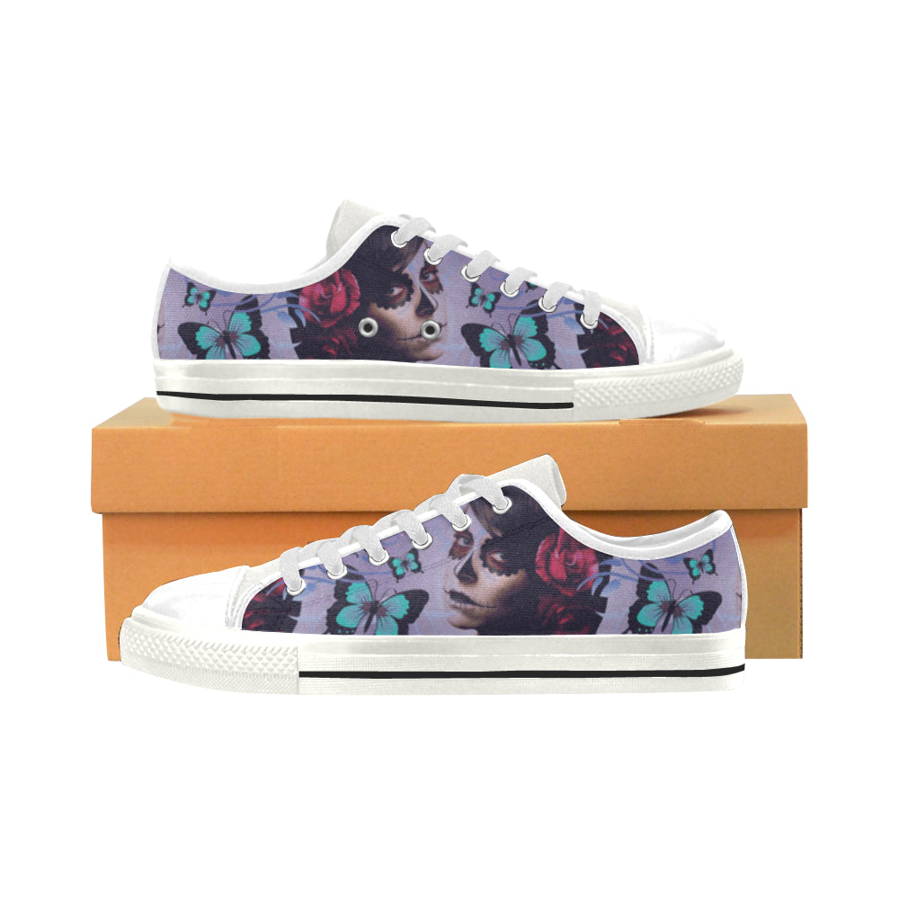 Sugar Skull Candy White Men’s Classic Canvas Shoes