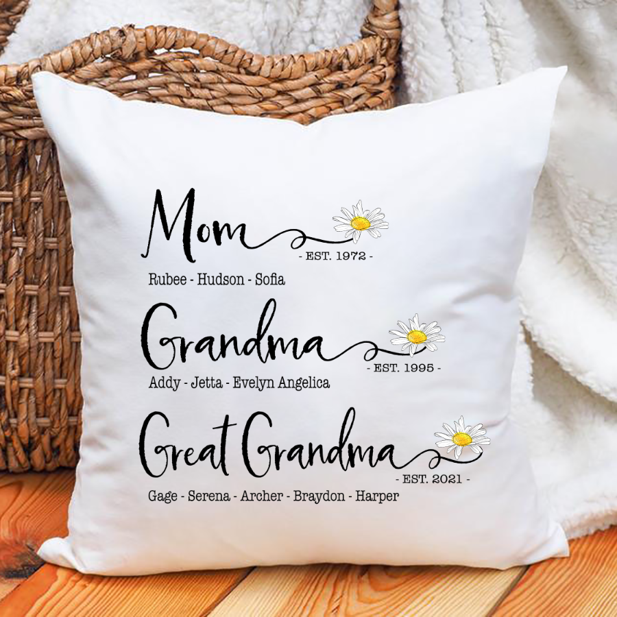 Mom Grandma Great Grandma Flower Custom Indoor Pillow