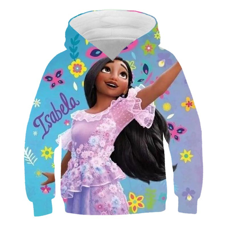 2022 Spring Autumn Encanto Mirabel Hoodies Girls Fashion Long Sleeve Print Sweatshirts Disney Series Cartoon Casual Hooded Tops alx