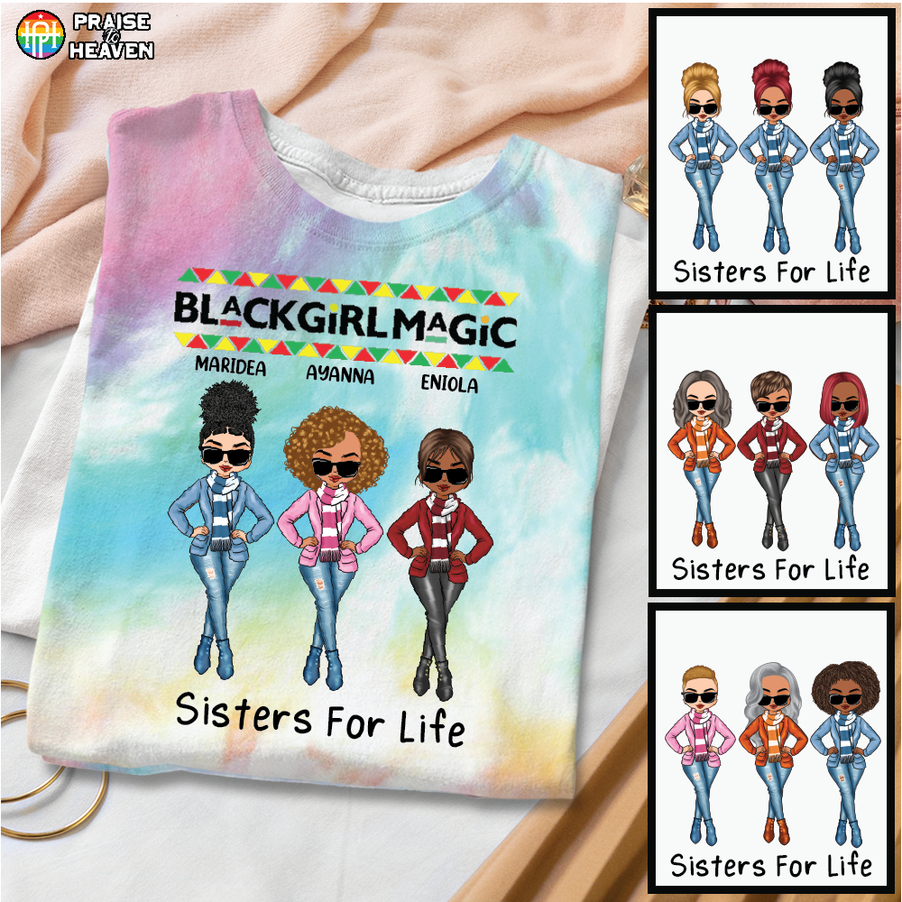 Black Girl Magic Personalized Tie Dye Shirt Sweatshirt Hoodie Ap336