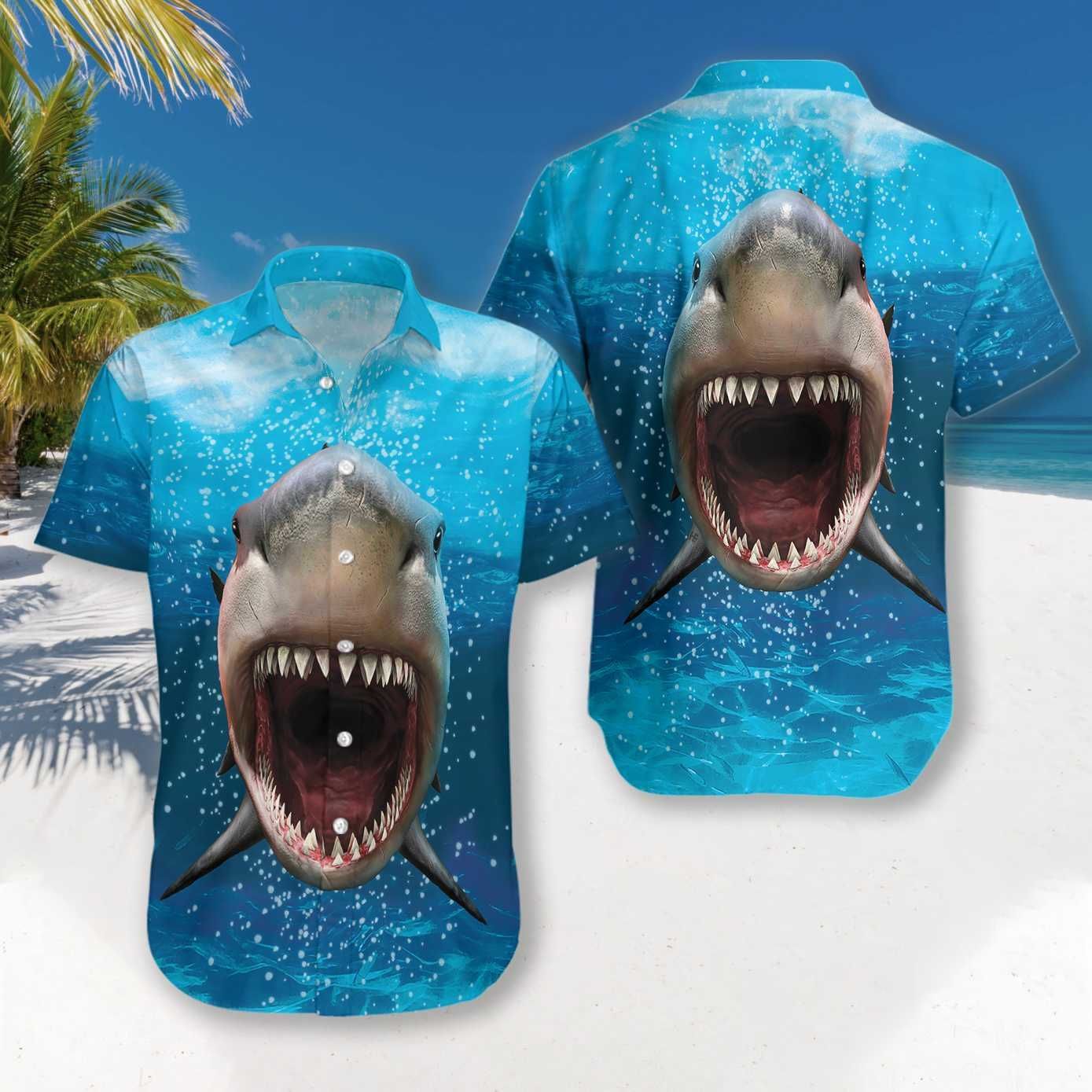 Beach Shirt Felacia [Hawaii Shirt] Shark Mouth -Zh5139