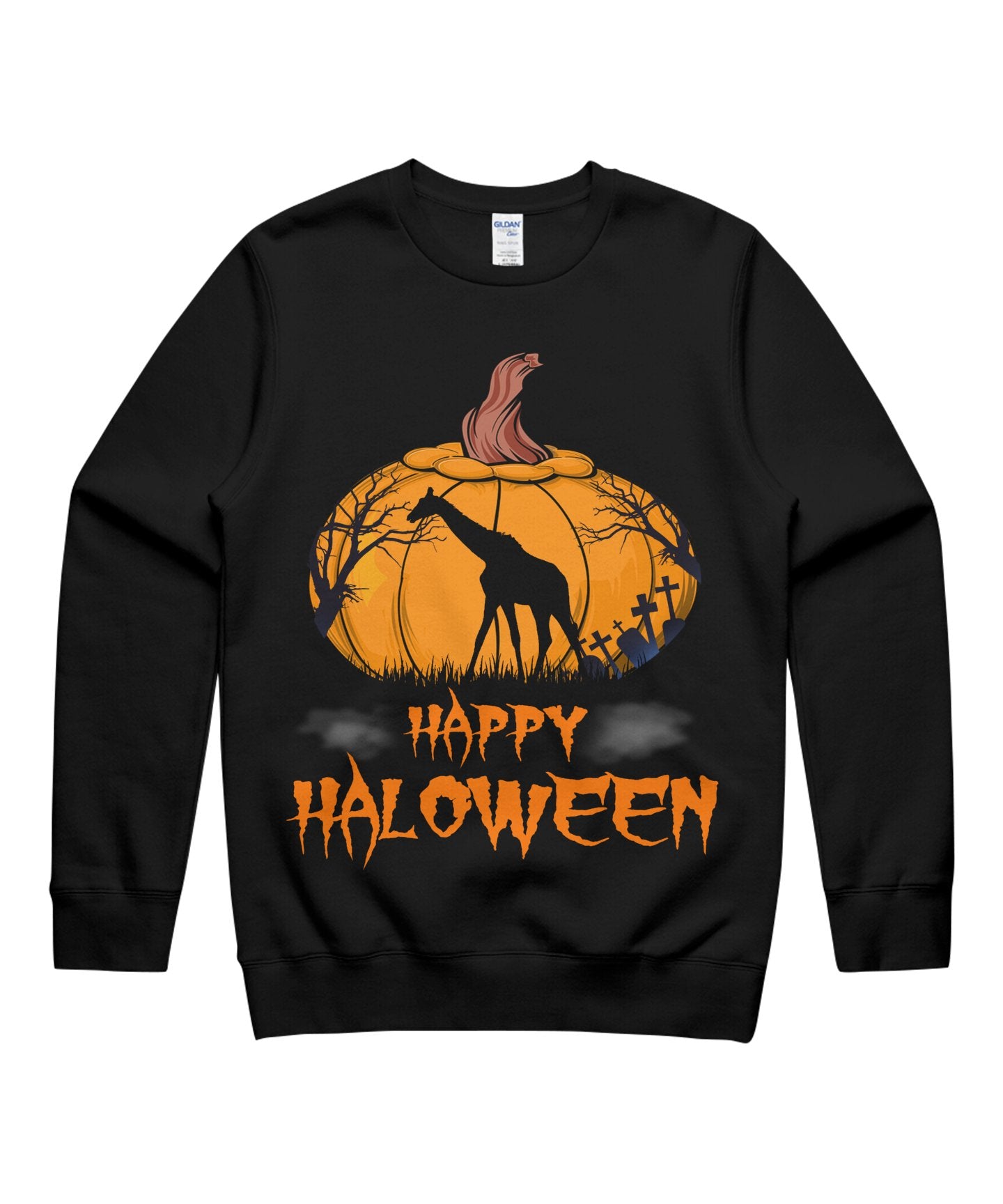 Giraffe Pumpkin Happy Halloween Costumes Scary Matching Animal Unisex Crewneck Sweatshirt