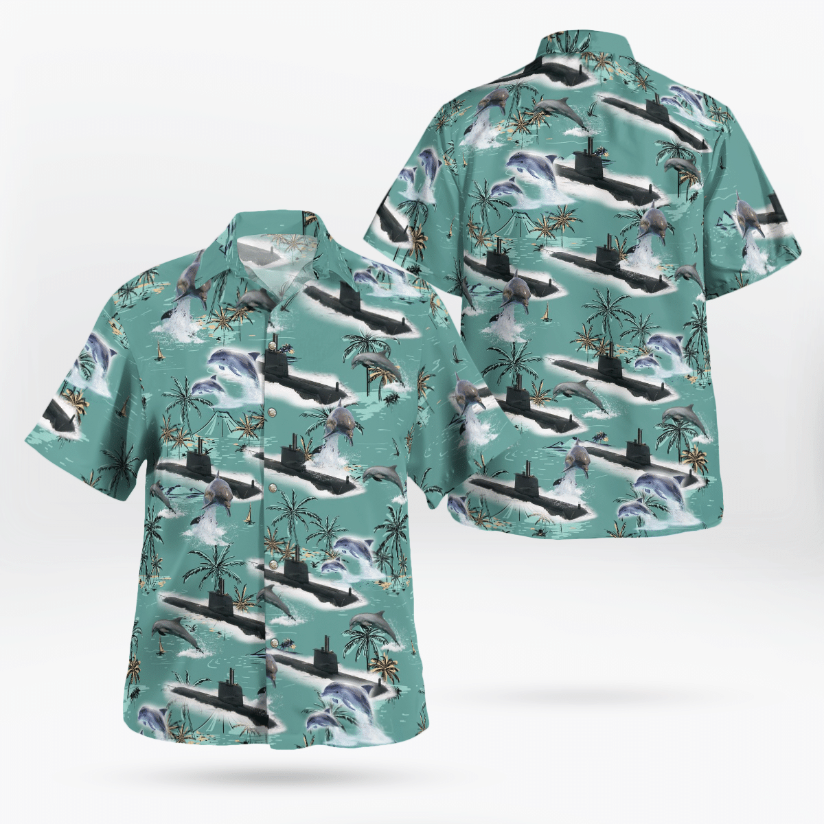 Dltt0605Bg06 Royal Australian Navy Hmas Collins (Ssg 73) And Dolphin Hawaiian Shirt