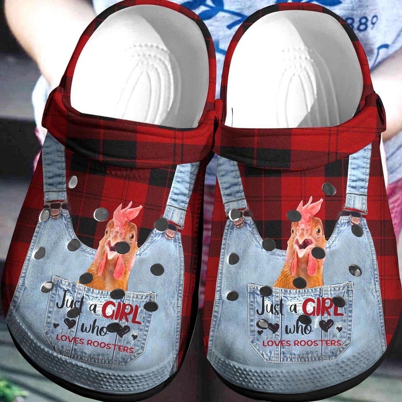 Chicken Personalized Clog, Custom Name, Text, Color, Number Fashion Style For Women, Men, Kid, Print 3D Just A Girl Who Loves Roosters