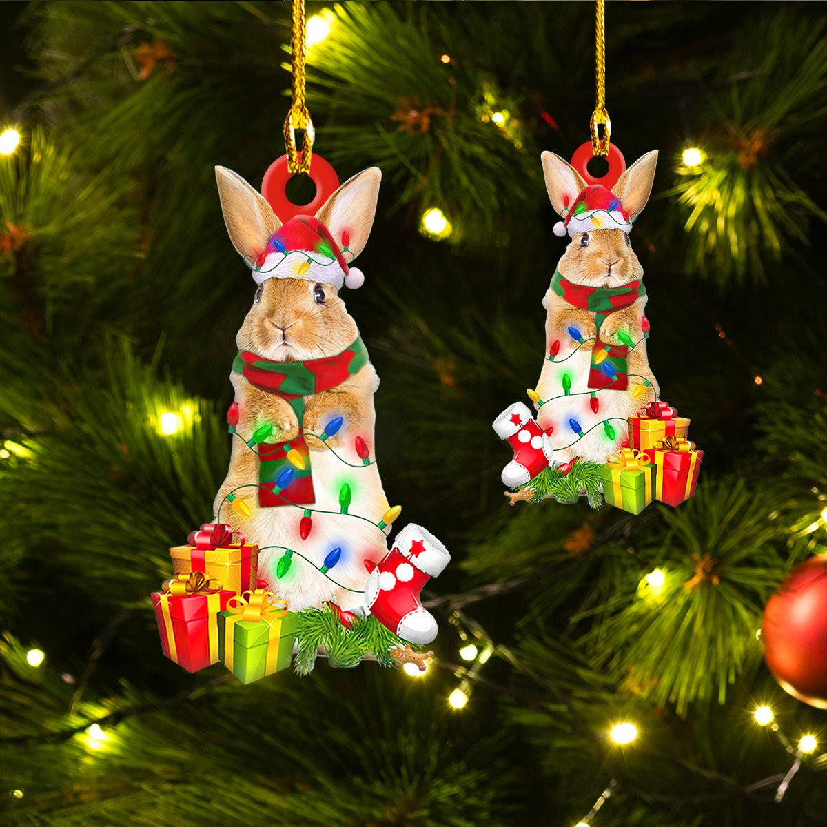 Shopeeyou – Rabbit – Shaped Ornament – Boom Car Ornament Two Sided Ornament, Christmas Ornament