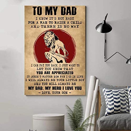 Poster for Room Aesthetic – Command Strips Wall Decor – Qh133 Customizable Lion Poster – Son to Dad – I Know It’s Not Easy