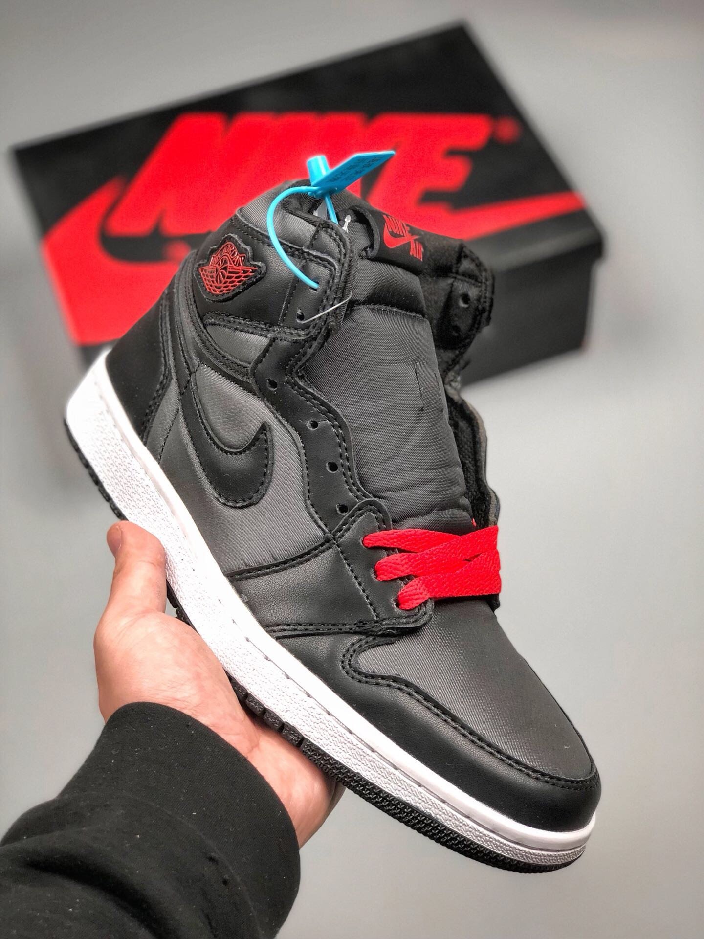 JD 1 High OG Black Satin BlackGym Red-Black-White 5342144