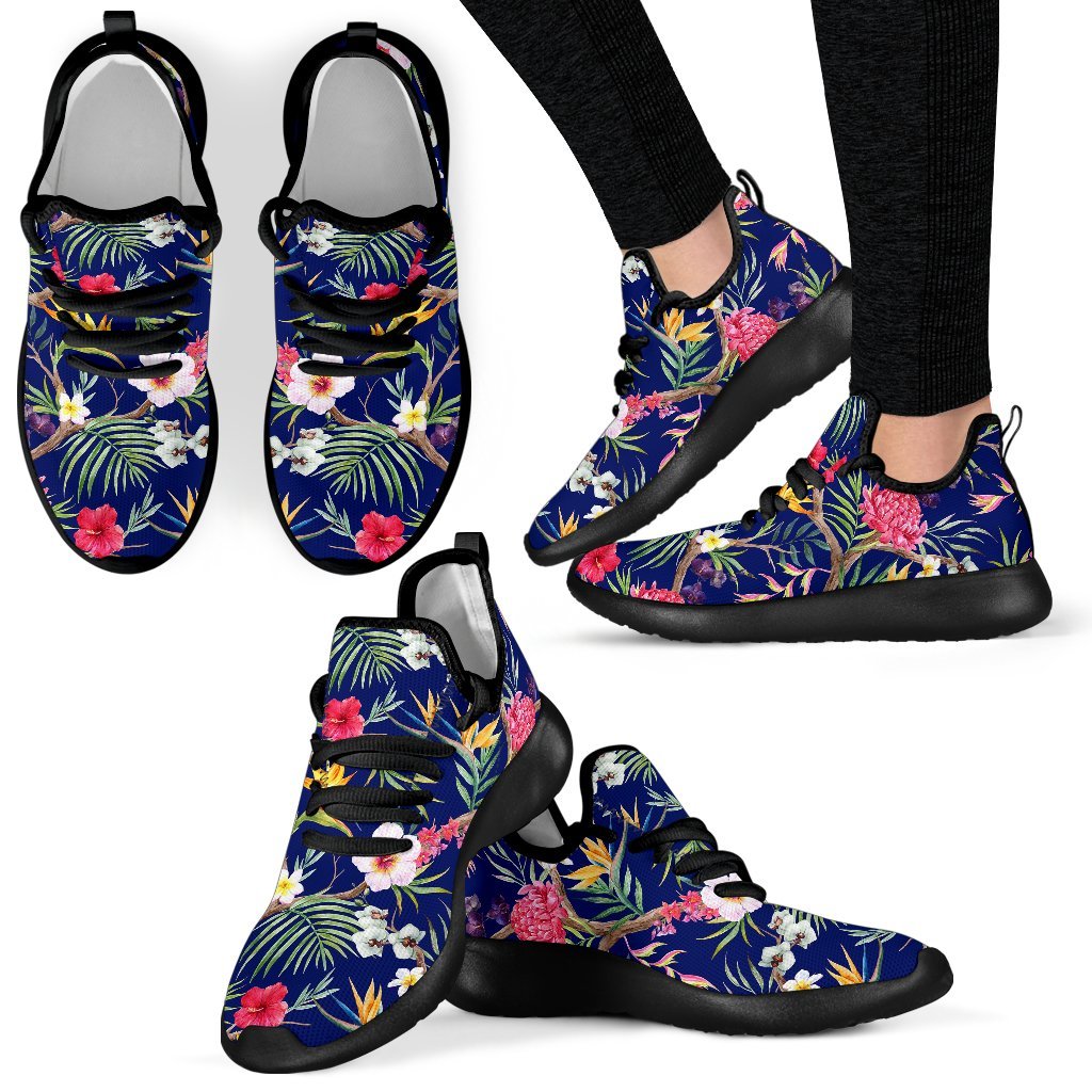 Watercolor Tropical Flower Pattern Print Mesh Knit Shoes