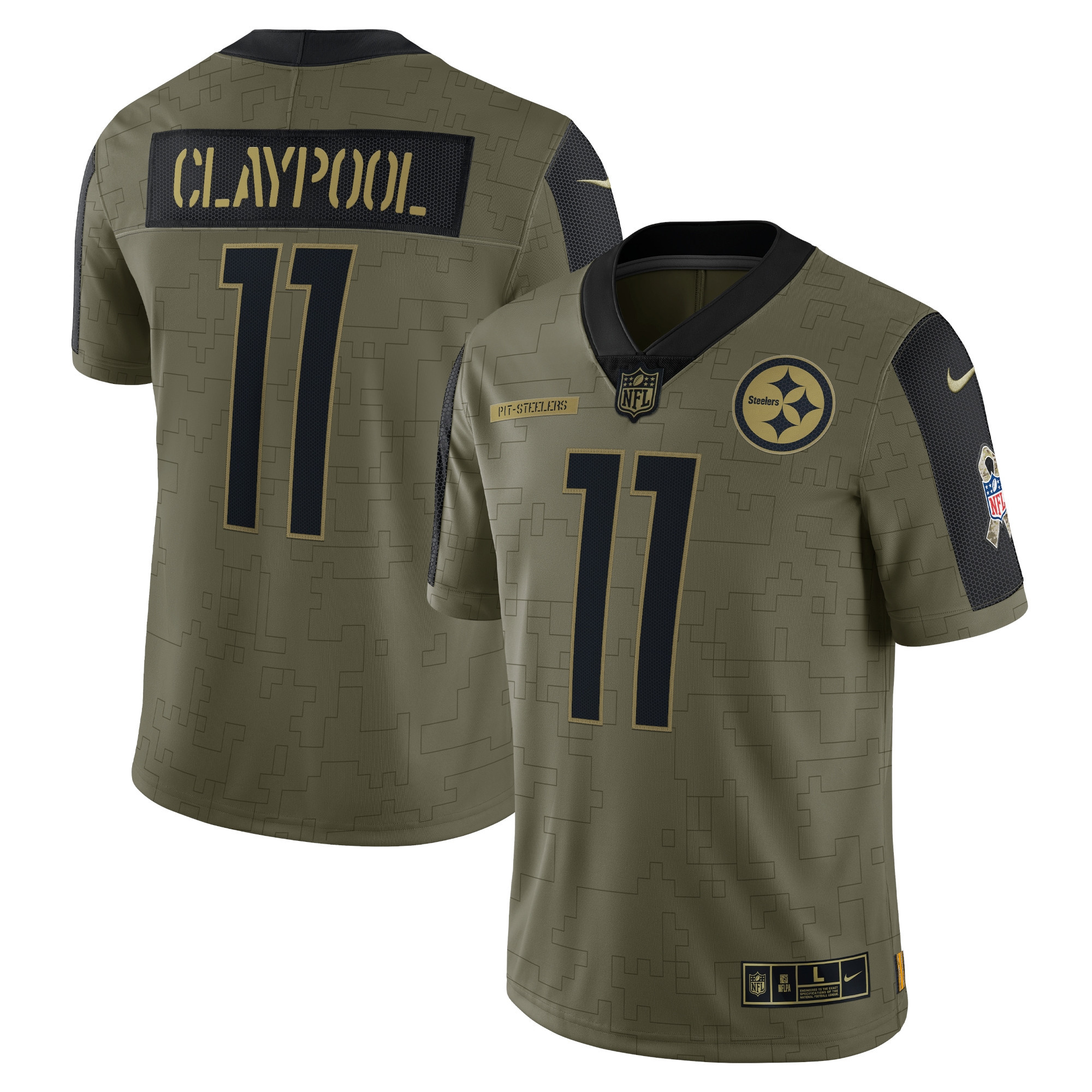 Chase Claypool Pittsburgh Steelers 2021 Salute To Service Limited Player Jersey – Olive NFL