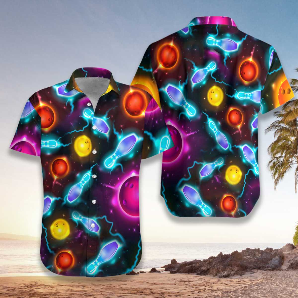 Bowling Space Color Hawaii Shirt For Men Women Adult Ha99078