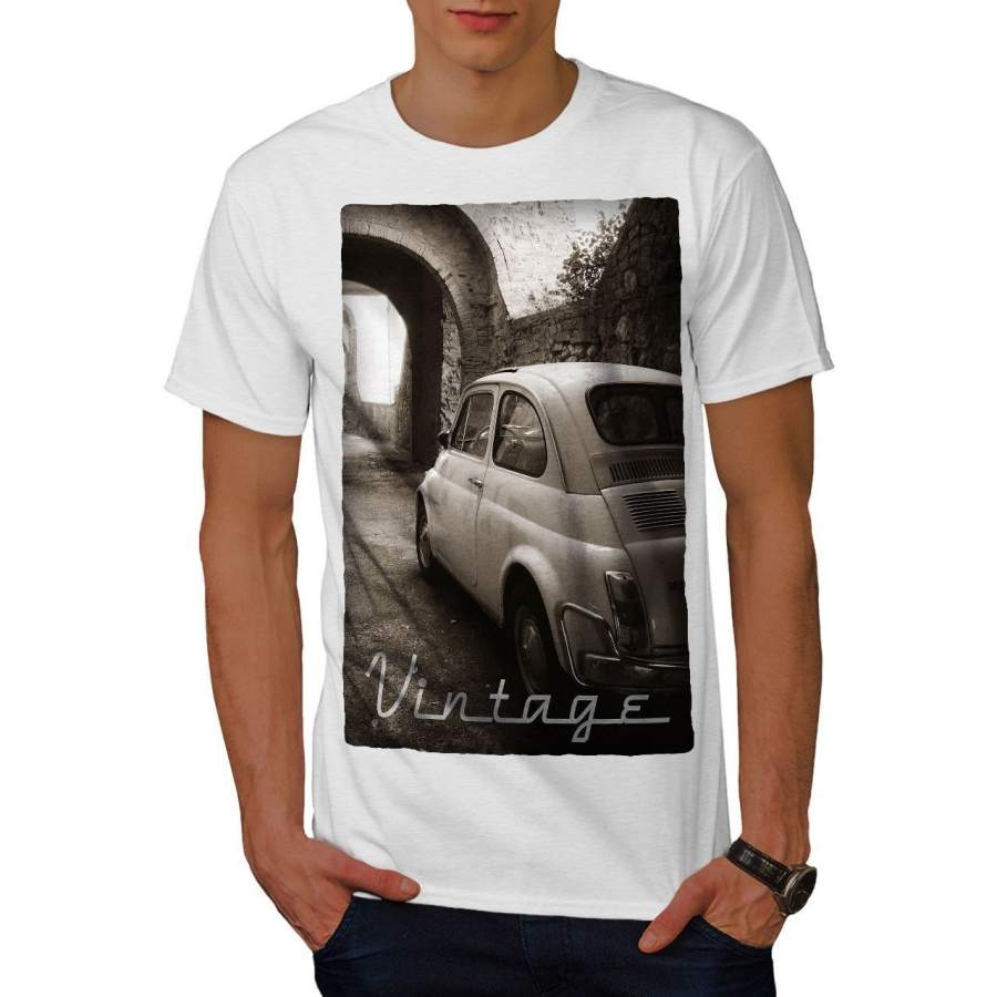 Car Retro Funky Vintage Mens T-Shirt, Retro Graphic Design Printed Tee