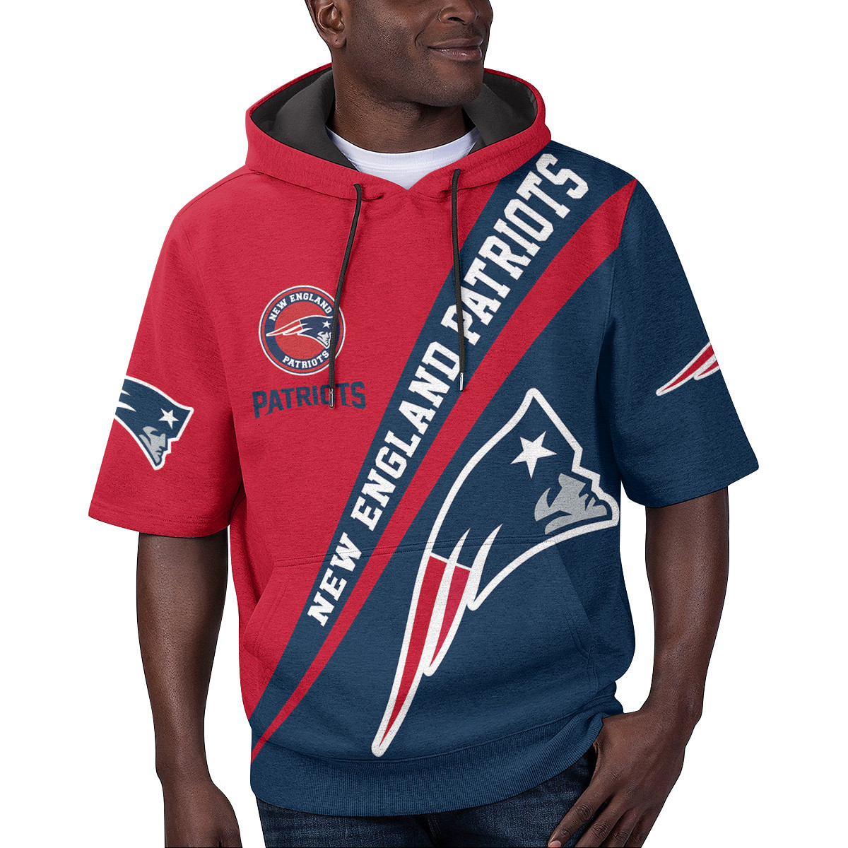 New England Patriots Short Sleeve Hoodie Bg71