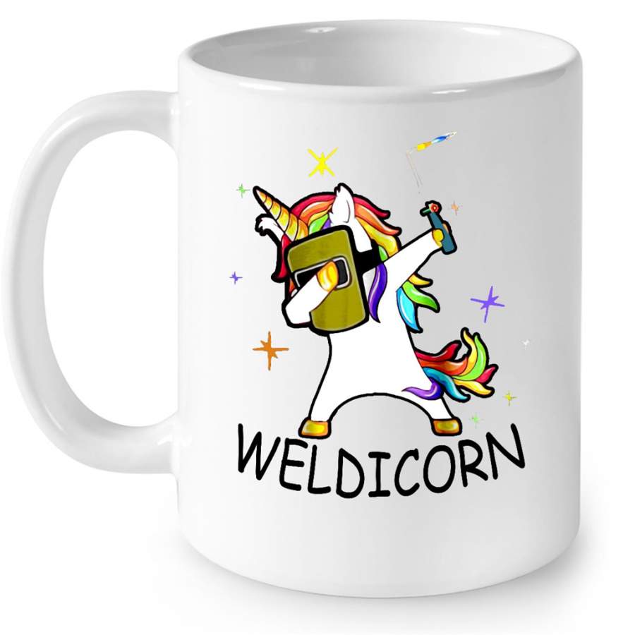 Weldicorn Unicorn Dabbing Welder Lover W – Full-Wrap Coffee White Mug